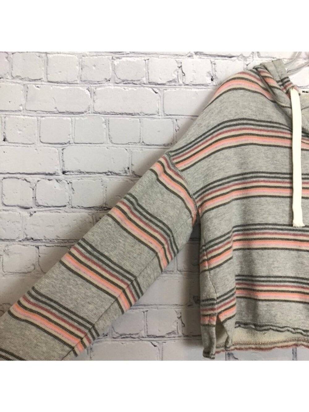 Madewell MWL Popover Hoodie Sweatshirt Size L Gray Sorrento Stripe - Picture 3 of 8